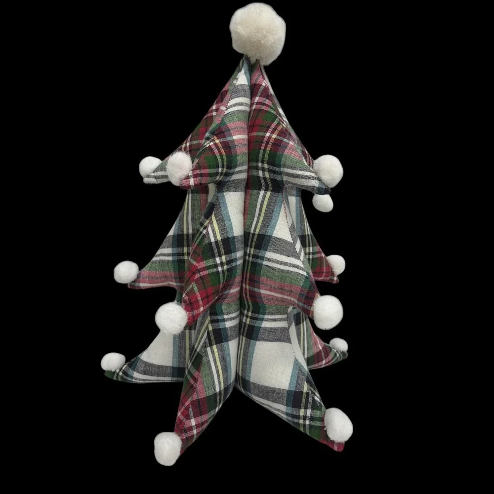 Boutique Plaid Christmas Tree Decorative Pillow Centerpiece 10.75